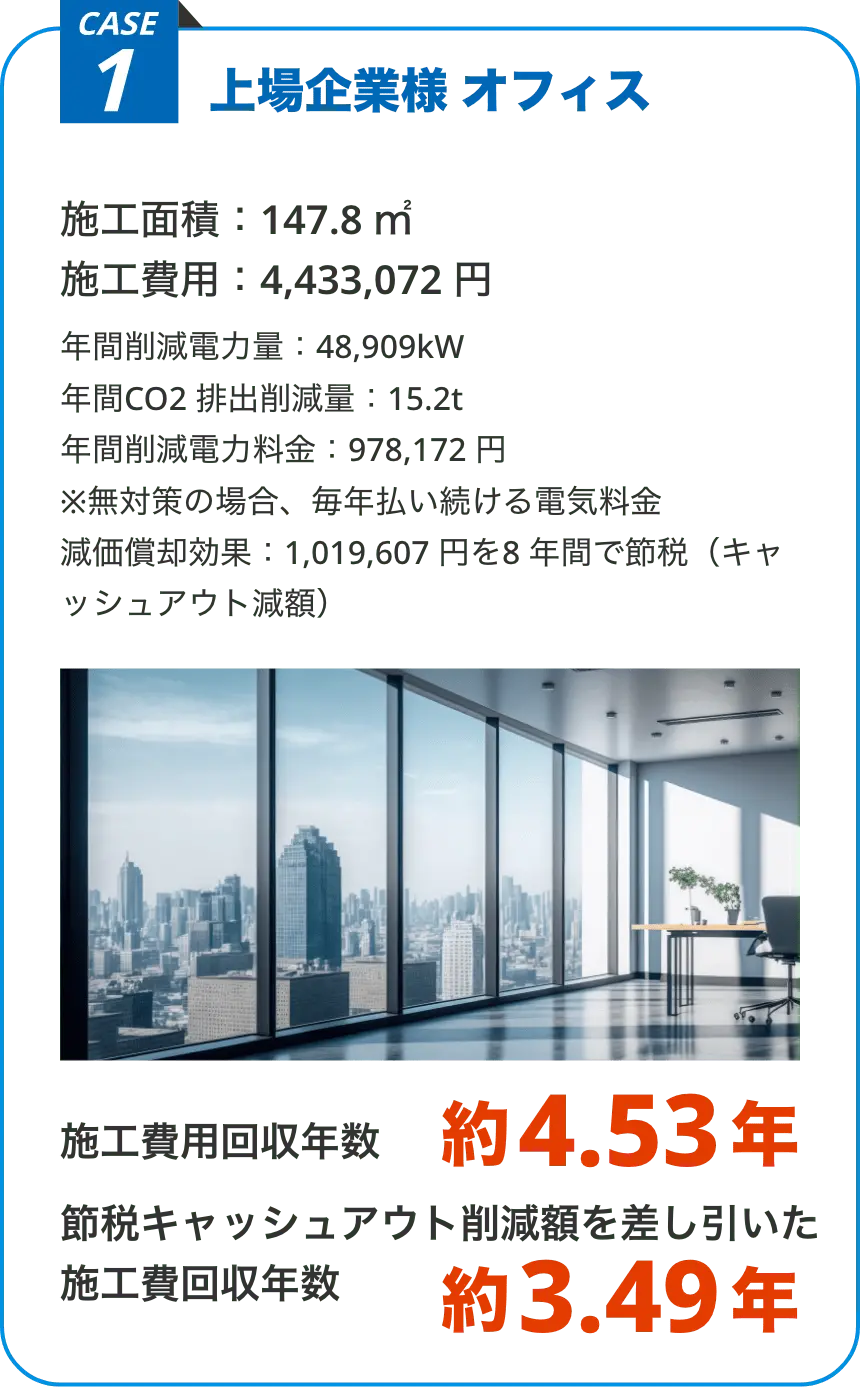 上場企業様 オフィスの導入例